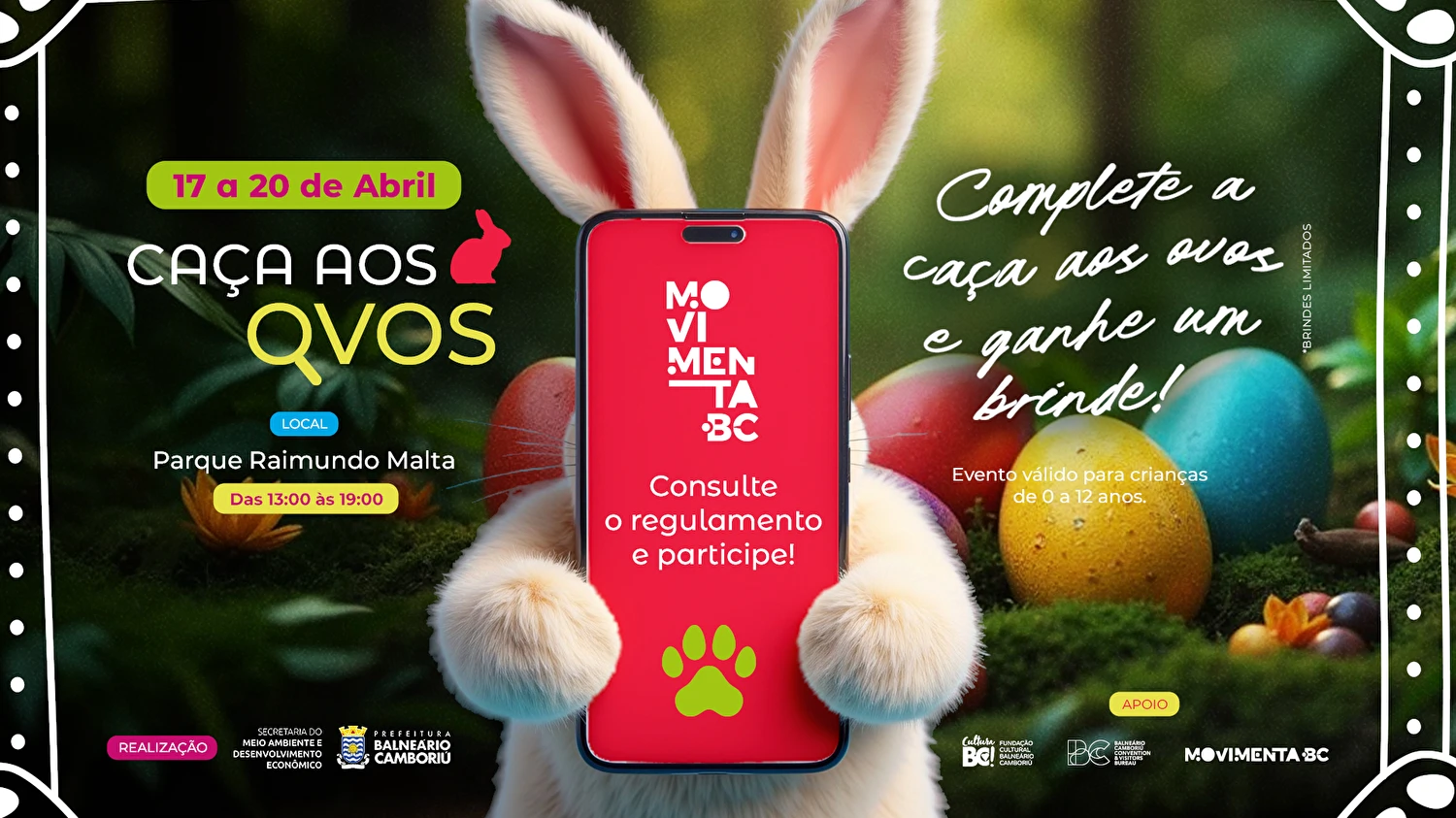 Caça aos ovos de Páscoa 2025 no Parque Raimundo Malta